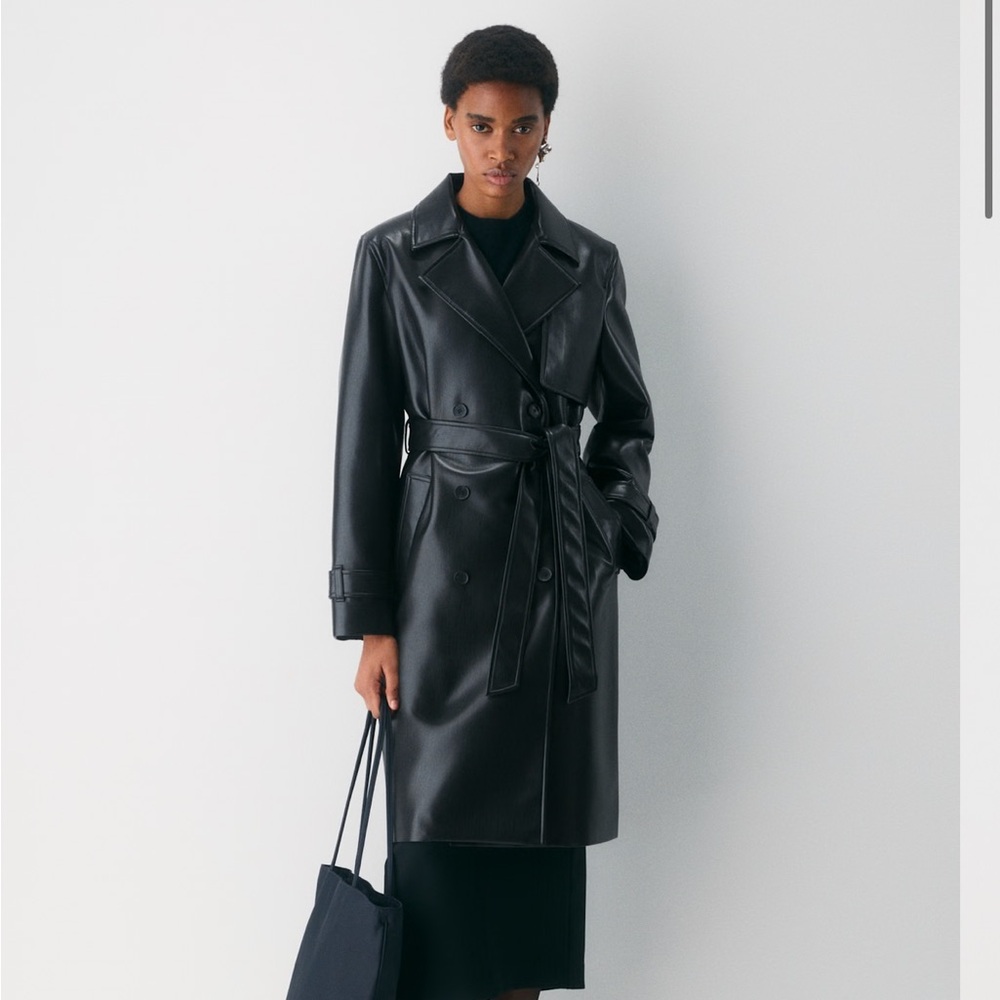 Babaton Tabloid Leather Trench Coat